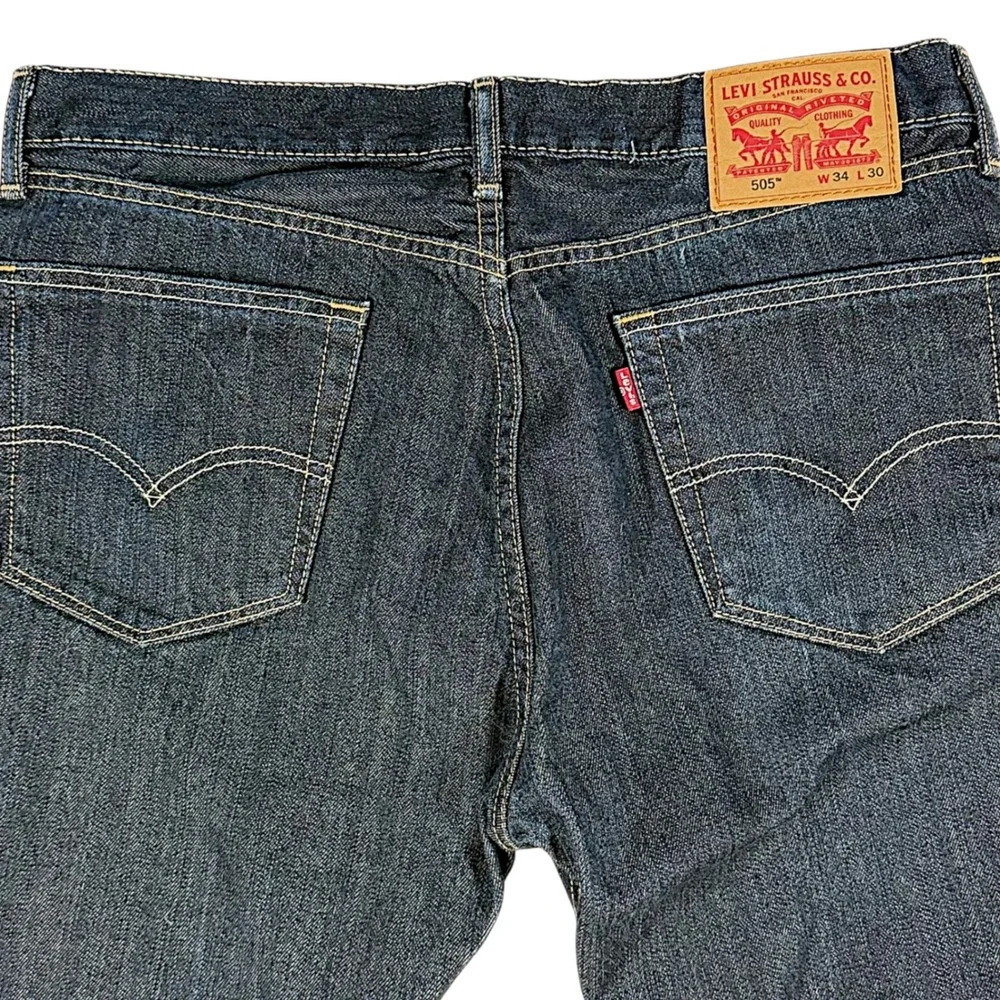 Levis 505 Regular Fit Straight Leg Dark Indigo Jeans Mens 34x30 00505-1554